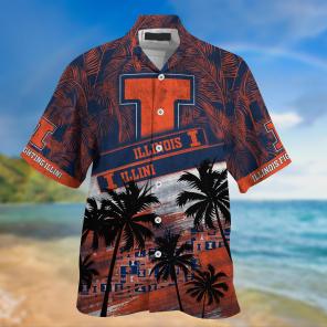 Illinois Fighting Illini NCAA Palm Tree Pattern Hawaii Shirt For Sports Fans