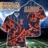 Illinois Fighting Illini NCAA US Flag Flower Hawaii Shirt For Fans
