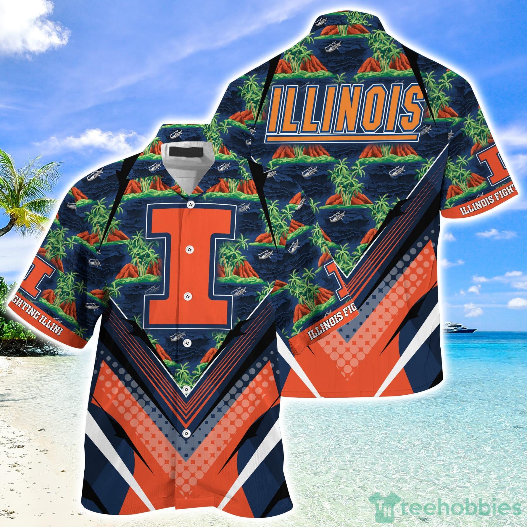 Illinois Fighting Illini Summer Hawaiian Shirt And Shorts - Great Gift For Sports Enthusiasts