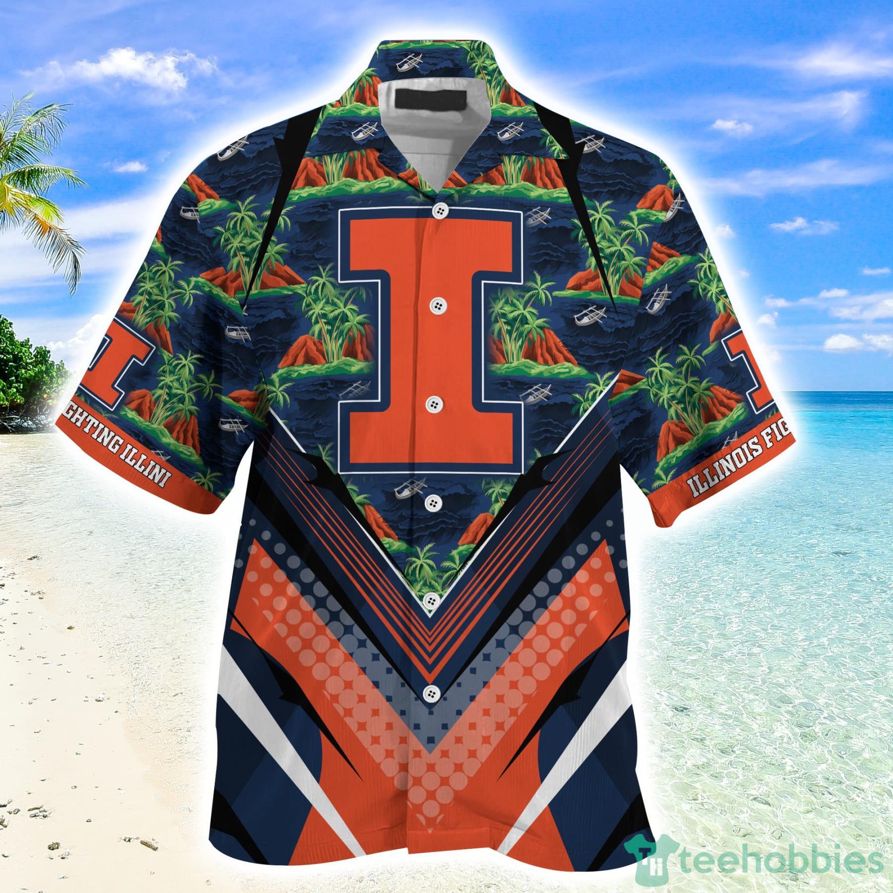 Illinois Fighting Illini Summer Hawaiian Shirt And Shorts - Great Gift For Sports Enthusiasts