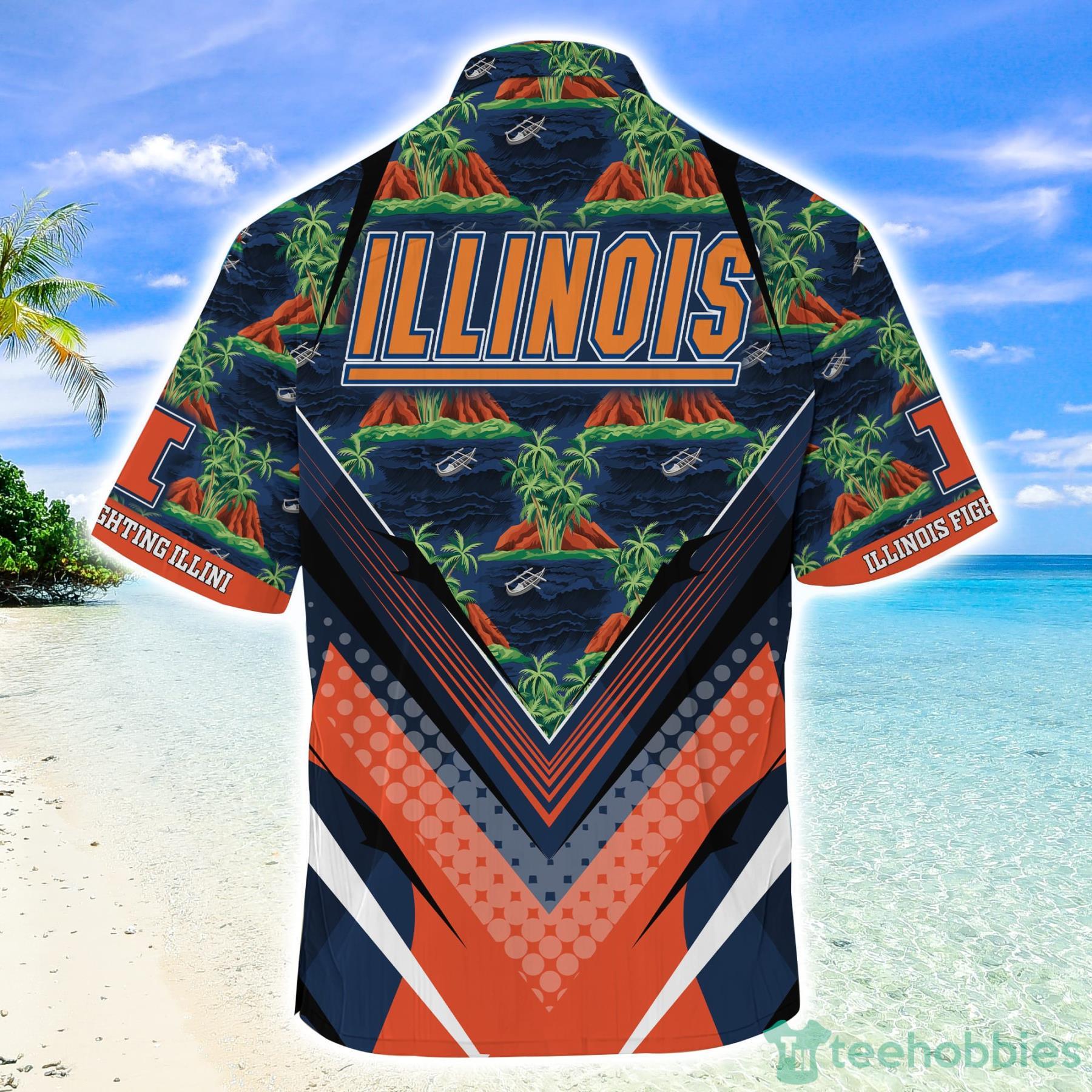 Illinois Fighting Illini Summer Hawaiian Shirt And Shorts - Great Gift For Sports Enthusiasts