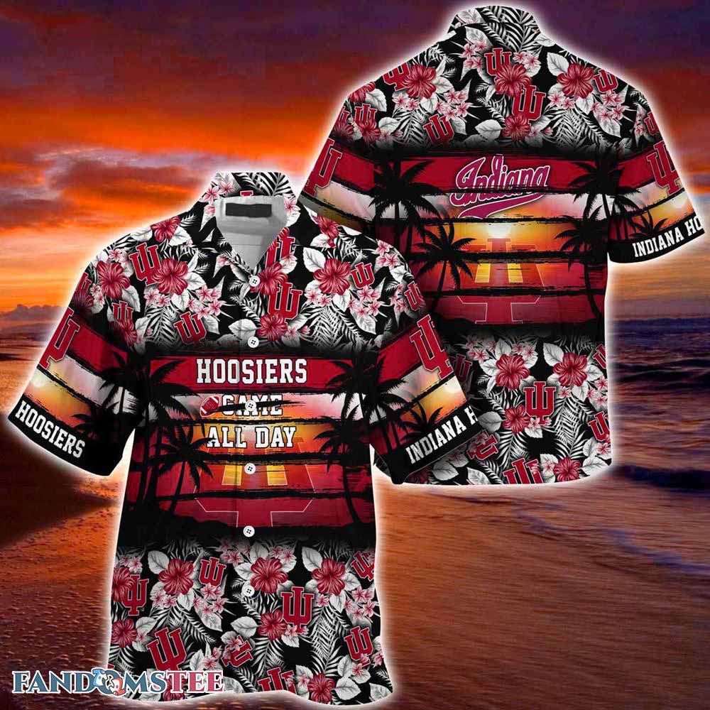 Indiana Hoosiers Beach Hawaiian Shirt - Hibiscus Pattern For Sports Enthusiasts