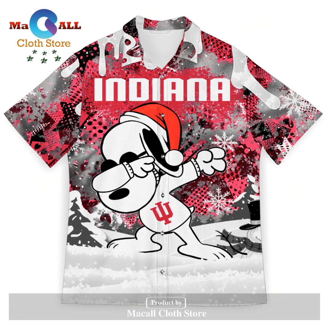 Indiana Hoosiers Dabbing Snoopy Christmas Sweater Hawaiian Shirt - Fun Gift for Fans