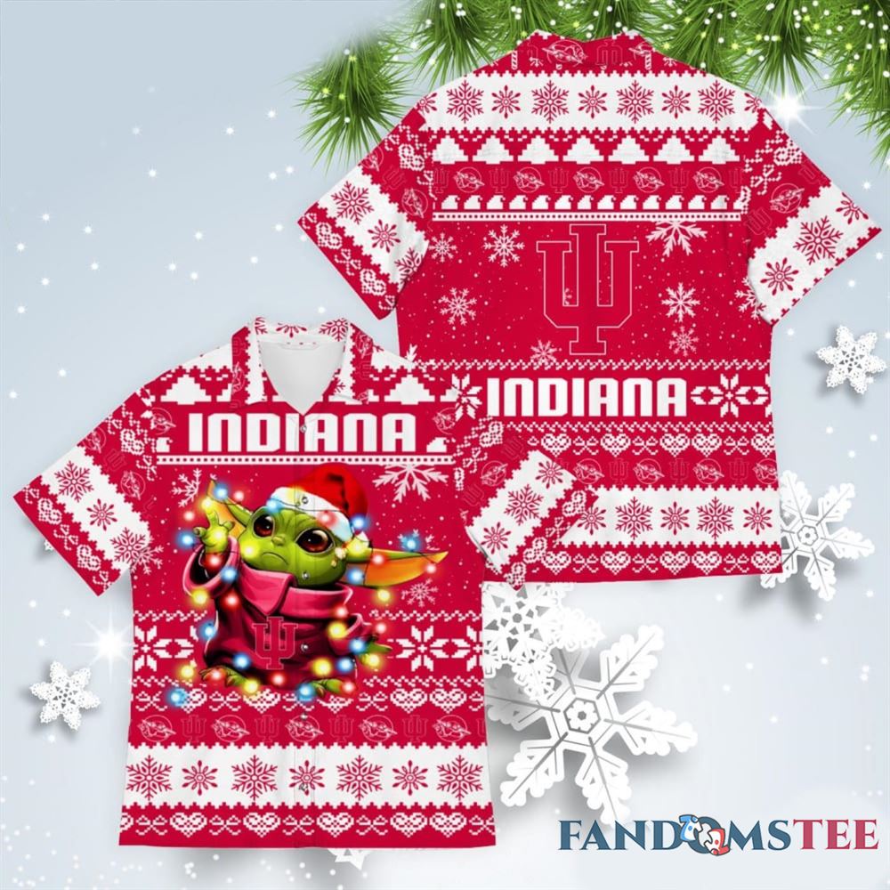 Indiana Hoosiers Hawaiian Shirt featuring Baby Yoda for Christmas - Unique Gift