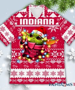 Indiana Hoosiers Hawaiian Shirt featuring Baby Yoda for Christmas - Unique Gift