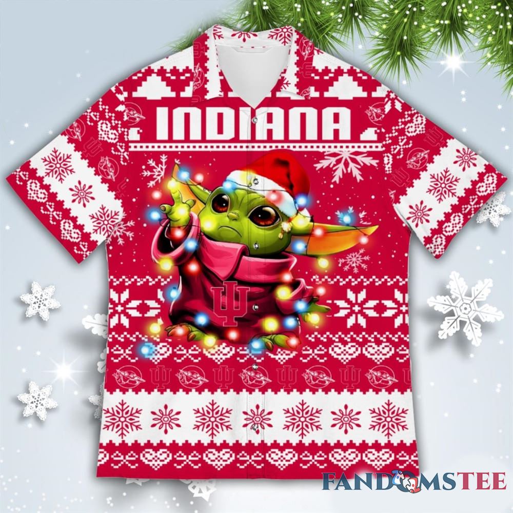Indiana Hoosiers Hawaiian Shirt featuring Baby Yoda for Christmas - Unique Gift