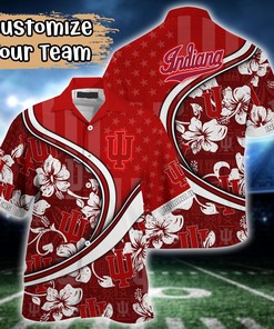 Indiana Hoosiers NCAA US Flag Flower Hawaii Shirt For Fans