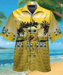 Iowa Hawkeyes Hawaiian Shirt featuring Baby Yoda - A Fun and Creative Gift