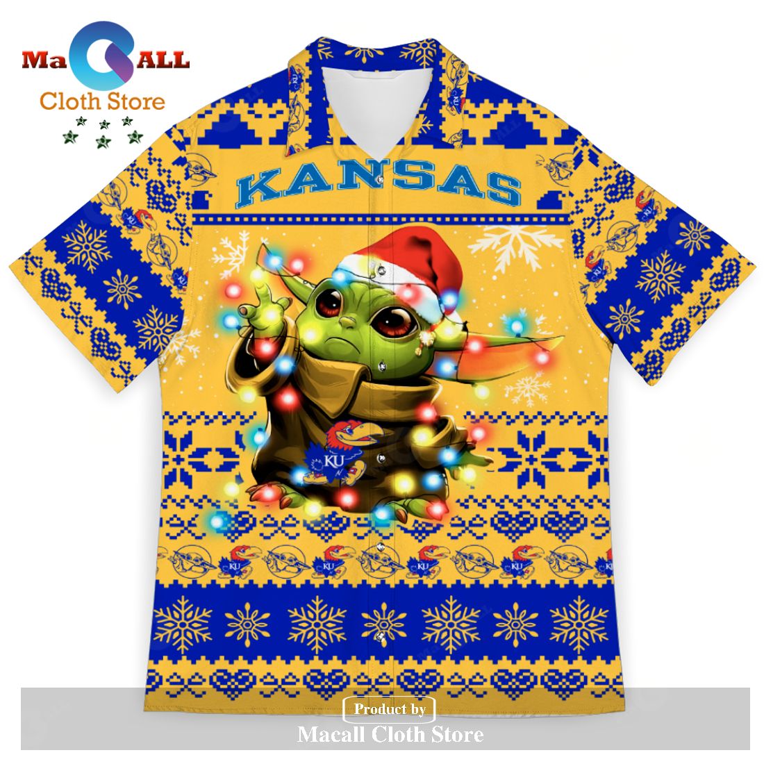 Kansas Jayhawks Baby Yoda Star Wars Hawaiian Shirt - Perfect Gift for Fans