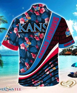 Kansas Jayhawks Beach Hawaiian Shirt with Tropical Flower Pattern - Vibrant and Colorful Shirt for Jayhawks Fans