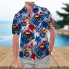 Kansas Jayhawks Hawaiian Shirt with American Flag and Tropical Floral Design 