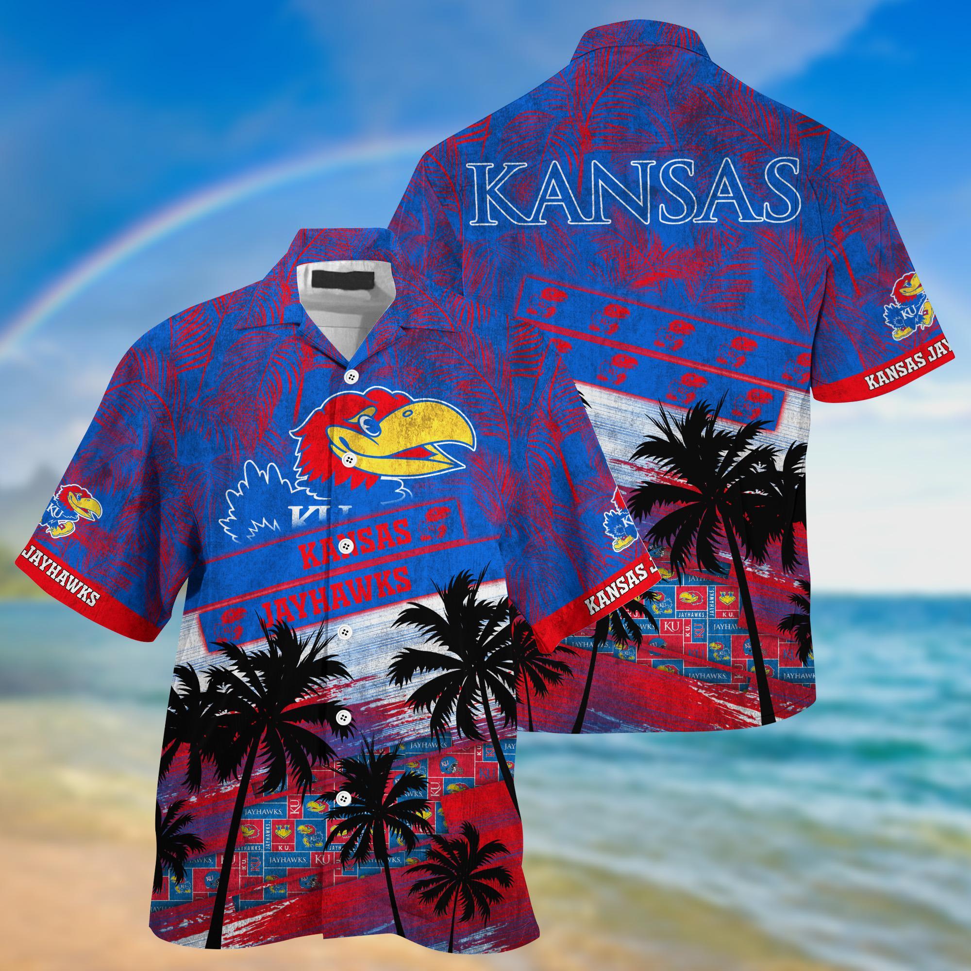 Kansas Jayhawks NCAA Palm Tree Pattern Hawaii Shirt For Sports Fans