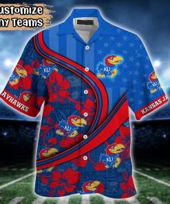 Kansas Jayhawks NCAA US Flag Flower Hawaii Shirt For Fans