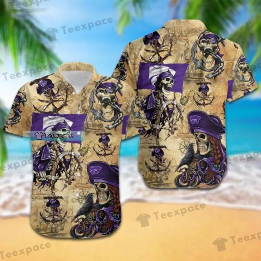 Kansas State Wildcats Pirate Skull Hawaiian Shirt