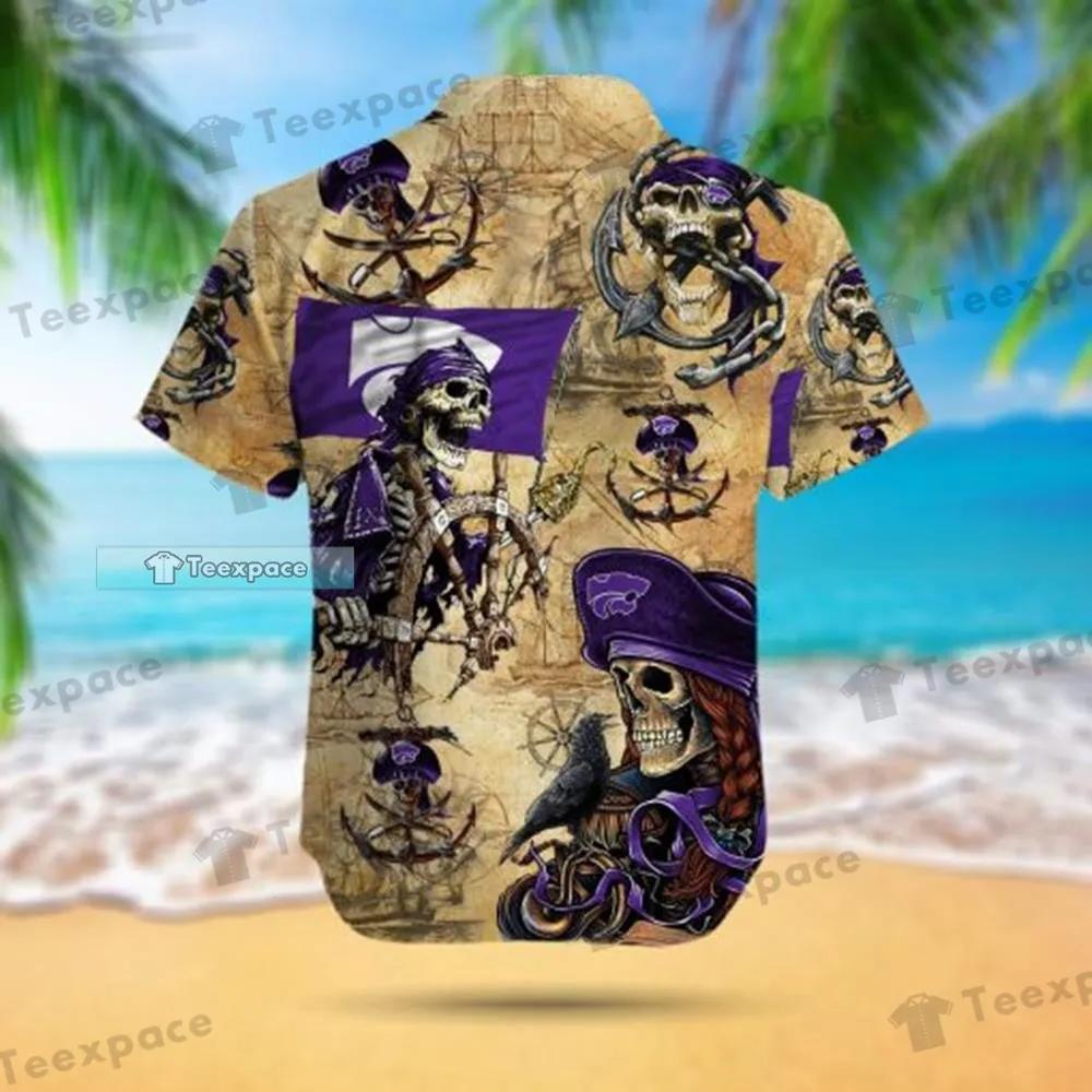 Kansas State Wildcats Pirate Skull Hawaiian Shirt