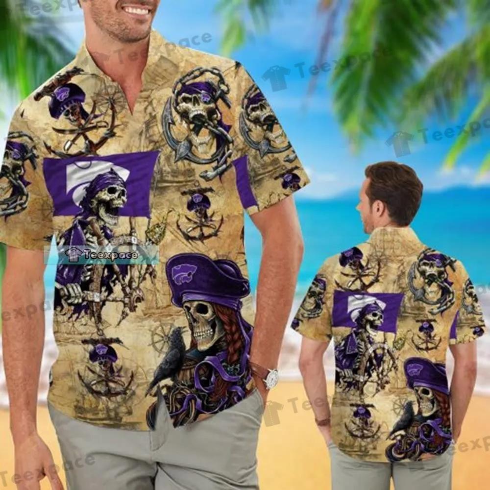 Kansas State Wildcats Pirate Skull Hawaiian Shirt
