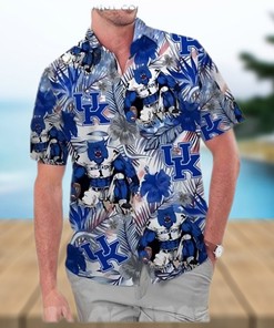 Kentucky Wildcats American Flag Hawaiian Shirt with Floral Aloha Design - Trendy 