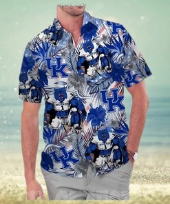 Kentucky Wildcats American Flag Hawaiian Shirt with Floral Aloha Design - Trendy
