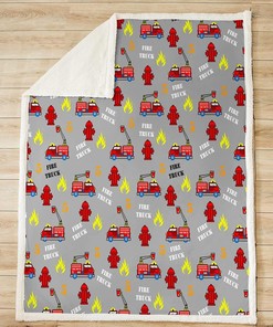 Kids Firefighter Car Fleece Throw Blanket - Fire Truck Pattern