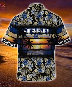 LIMITED EDITION Navy Midshipmen Summer Hawaiian Shirt with Floral Pattern for Sports Enthusiasts
