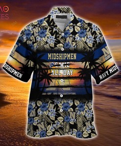 LIMITED EDITION Navy Midshipmen Summer Hawaiian Shirt with Floral Pattern for Sports Enthusiasts