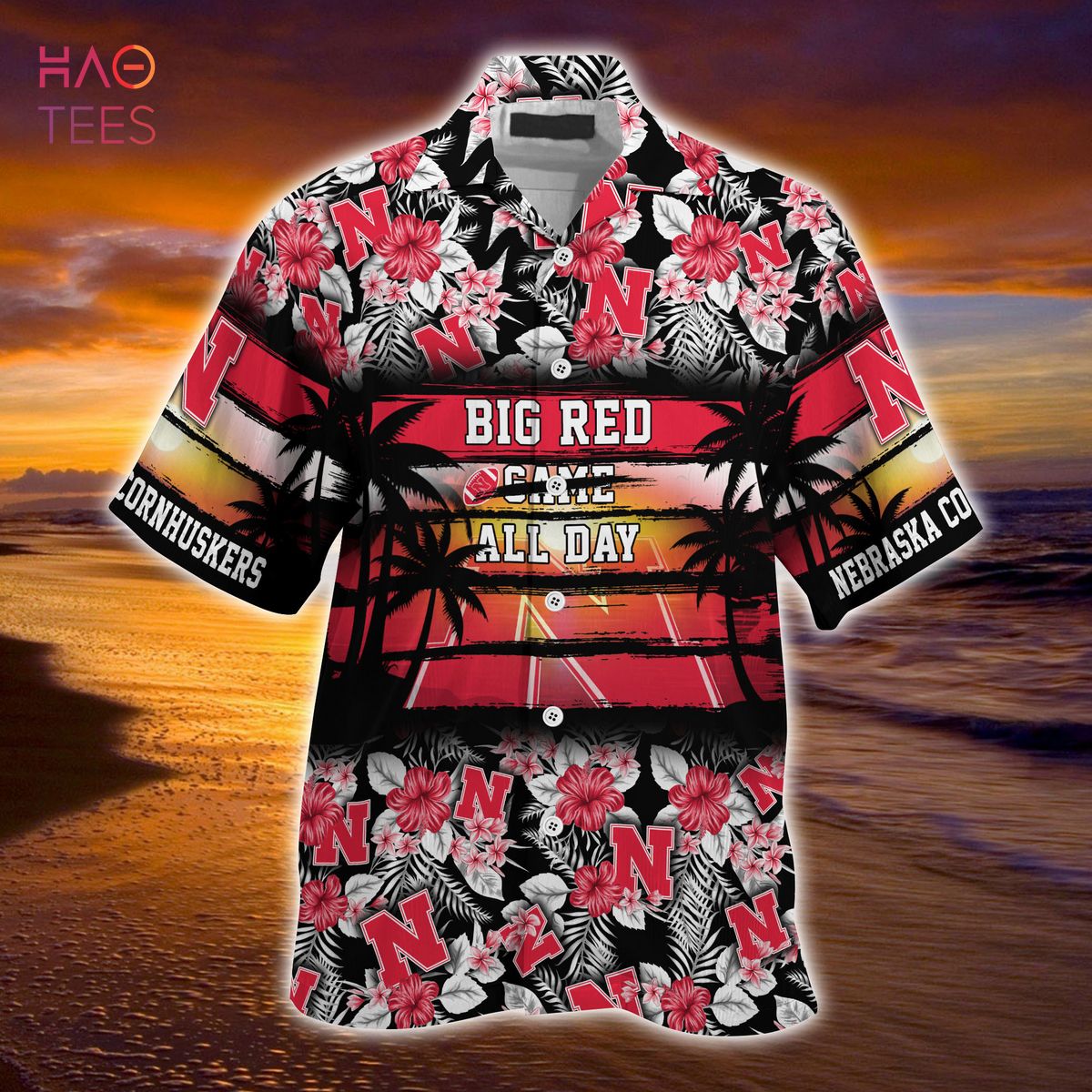 LIMITED EDITION Nebraska Cornhuskers Summer Hawaiian Shirt with Floral Pattern for Sports Enthusiasts