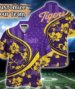 LSU TIGERS NCAA US Flag Flower Hawaii Shirt For Fans