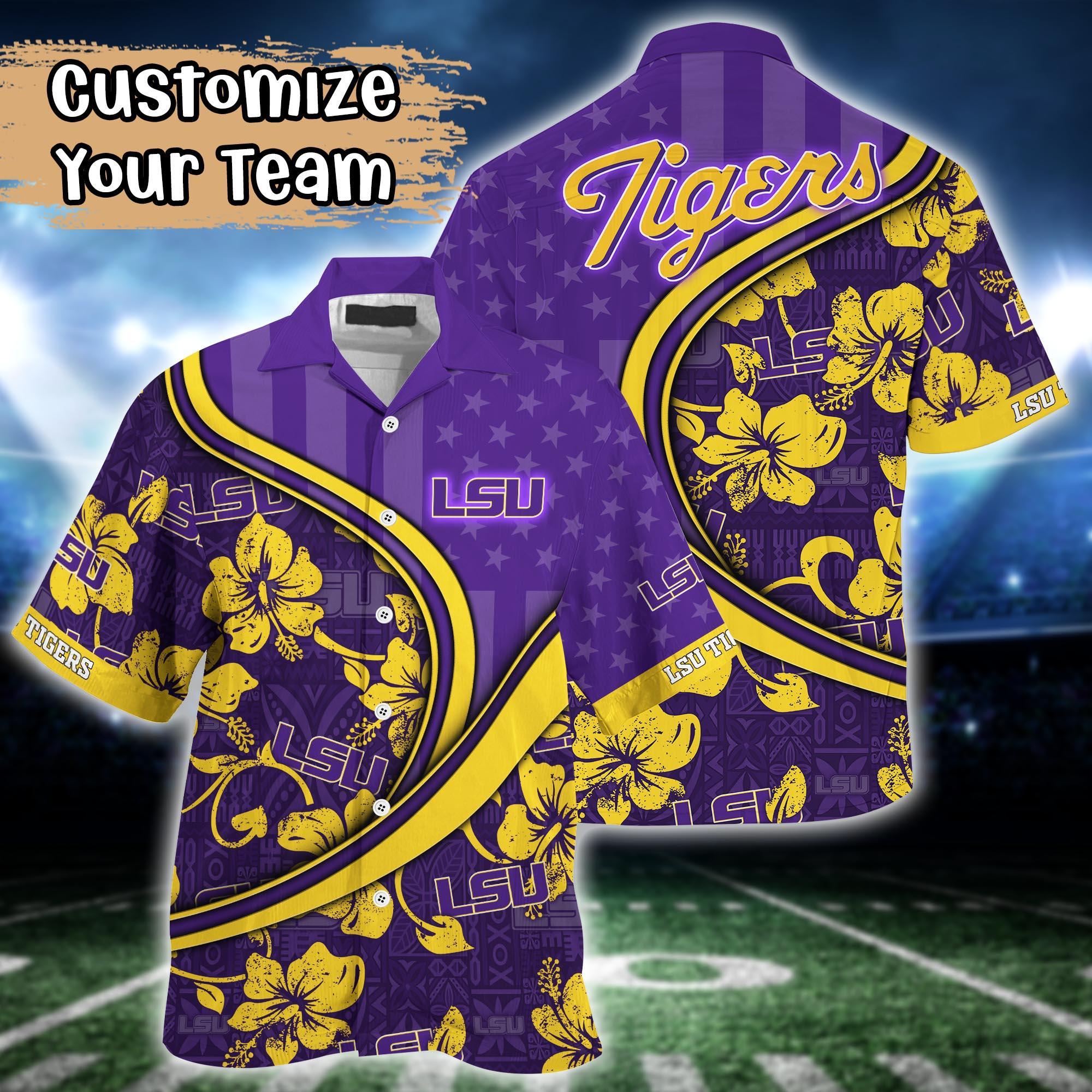 LSU TIGERS NCAA US Flag Flower Hawaii Shirt For Fans