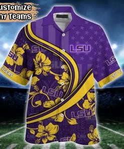 LSU TIGERS NCAA US Flag Flower Hawaii Shirt For Fans