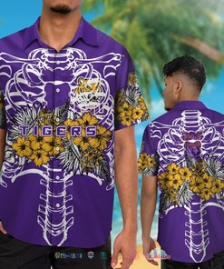 LSU Tigers Skeleton Tropical Hawaiian Shirt - Unique and Creative Design for Tigers Fans