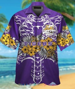 LSU Tigers Skeleton Tropical Hawaiian Shirt - Unique and Creative Design for Tigers Fans