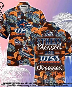 Laugh and Relax with Utsa Roadrunners Stress Blessed Obsessed Summer Beach Hawaiian Shirt