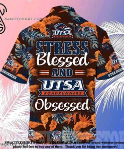 Laugh and Relax with Utsa Roadrunners Stress Blessed Obsessed Summer Beach Hawaiian Shirt