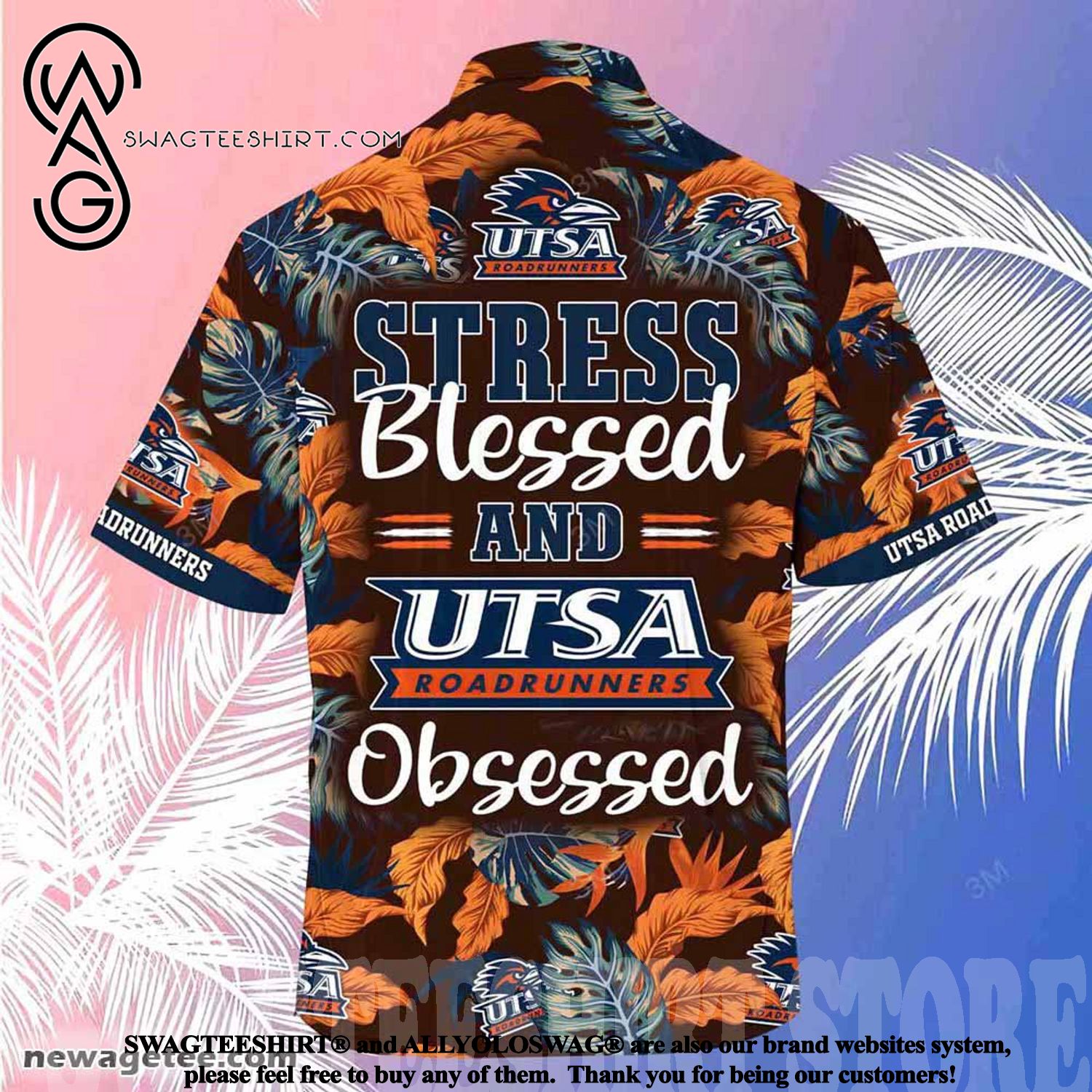Laugh and Relax with Utsa Roadrunners Stress Blessed Obsessed Summer Beach Hawaiian Shirt