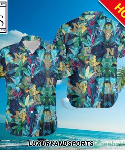 Let Your Style Blossom with Navy Midshipmen Floral Tropical Hawaiian Shirt