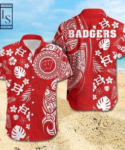 Let the Samoan Print Do the Talking with NCAA Wisconsin Badgers Samoan Print Hawaiian Shirt
