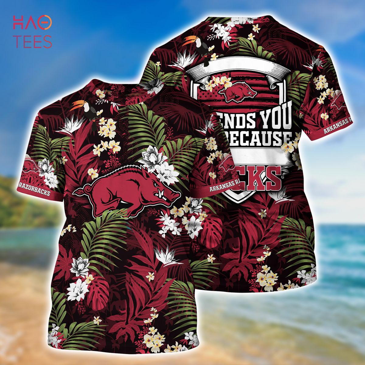 Limited Edition Arkansas Razorbacks Summer Hawaiian Shirt and Shorts with Tropical Patterns