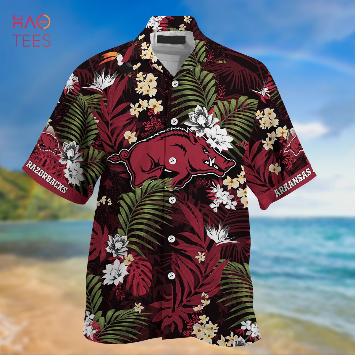 Limited Edition Arkansas Razorbacks Summer Hawaiian Shirt and Shorts with Tropical Patterns