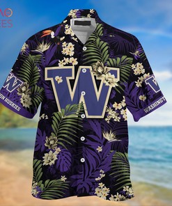 Limited Edition Washington Huskies Summer Hawaiian Shirt and Shorts with Tropical Patterns