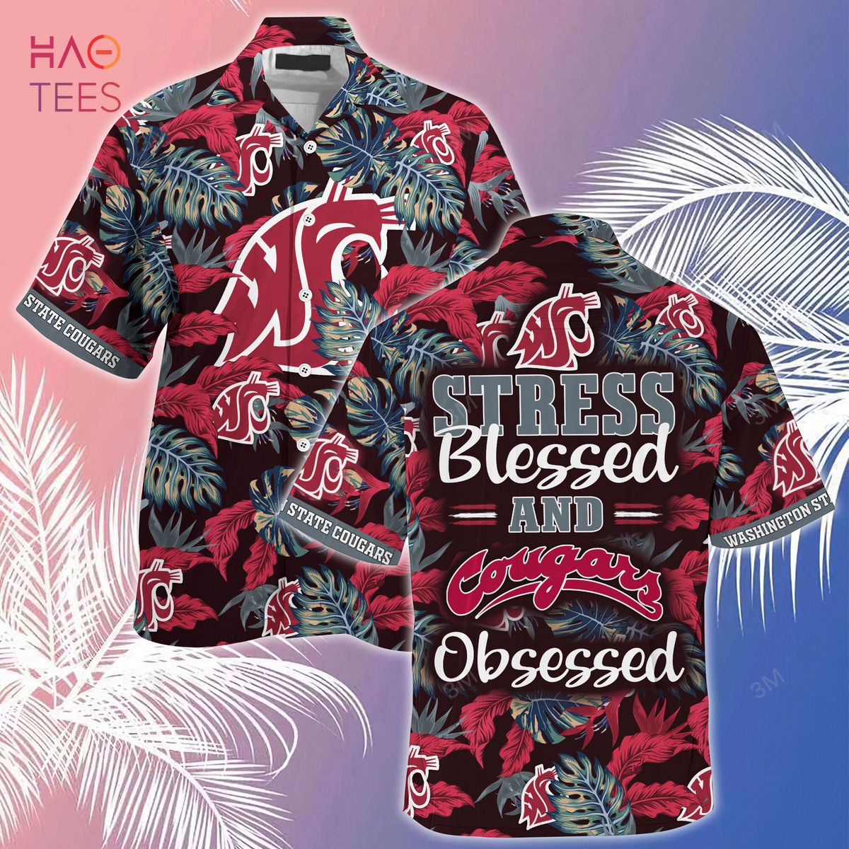 Limited Edition Washington State Cougars Summer Hawaiian Shirt and Shorts - Stress Blessed Obsessed Design