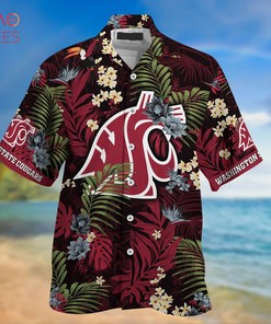 Limited Edition Washington State Cougars Summer Hawaiian Shirt and Shorts with Tropical Patterns