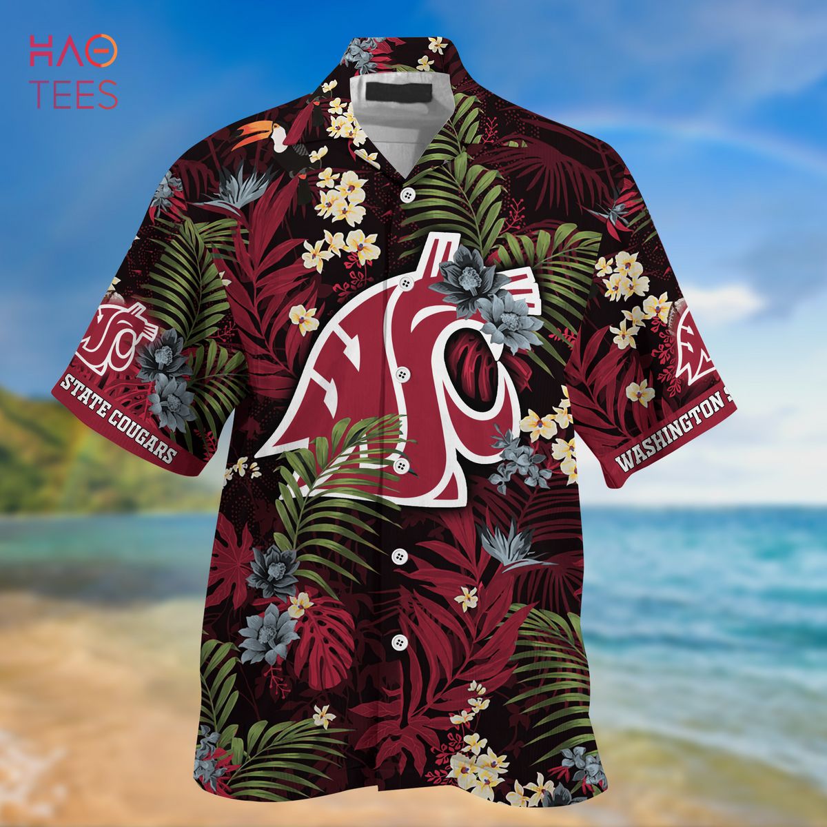 Limited Edition Washington State Cougars Summer Hawaiian Shirt and Shorts with Tropical Patterns