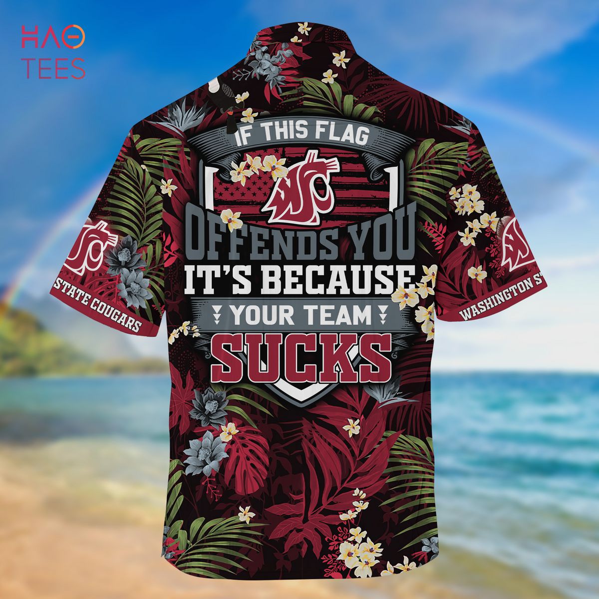 Limited Edition Washington State Cougars Summer Hawaiian Shirt and Shorts with Tropical Patterns
