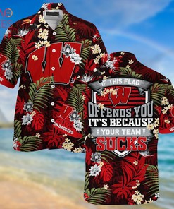 Limited Edition Wisconsin Badgers Summer Hawaiian Shirt and Shorts with Tropical Patterns