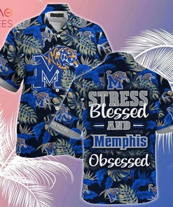 Limited Summer Hawaiian Shirt and Shorts for Fans - Stress Blessed Obsessed Memphis Tigers