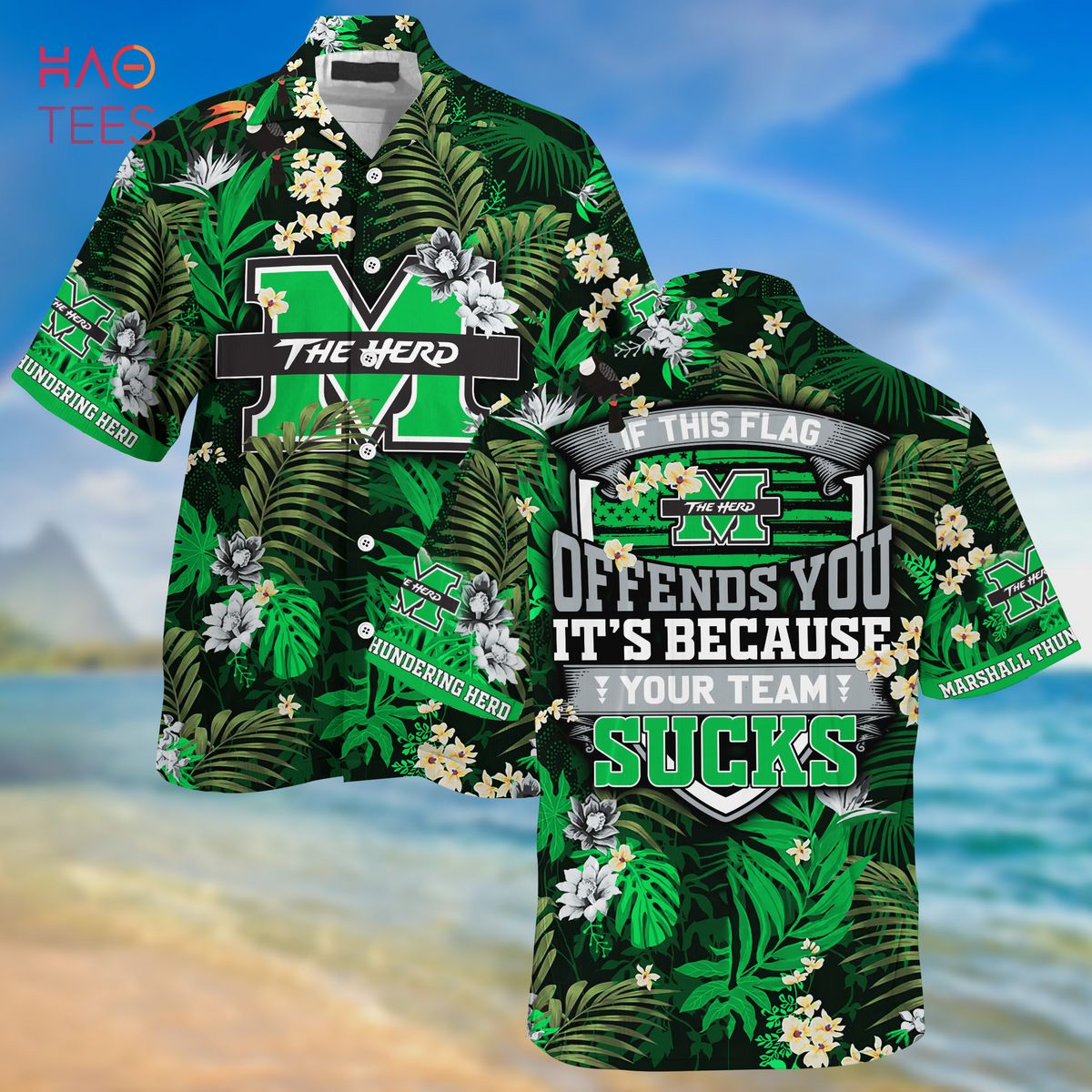 Limited Summer Hawaiian Shirt and Shorts with Tropical Patterns for Marshall Thundering Herd Fans