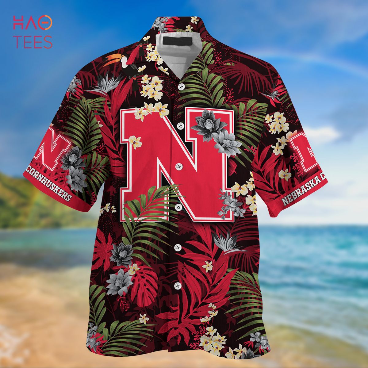 Limited Summer Hawaiian Shirt and Shorts with Tropical Patterns for Nebraska Cornhuskers Fans