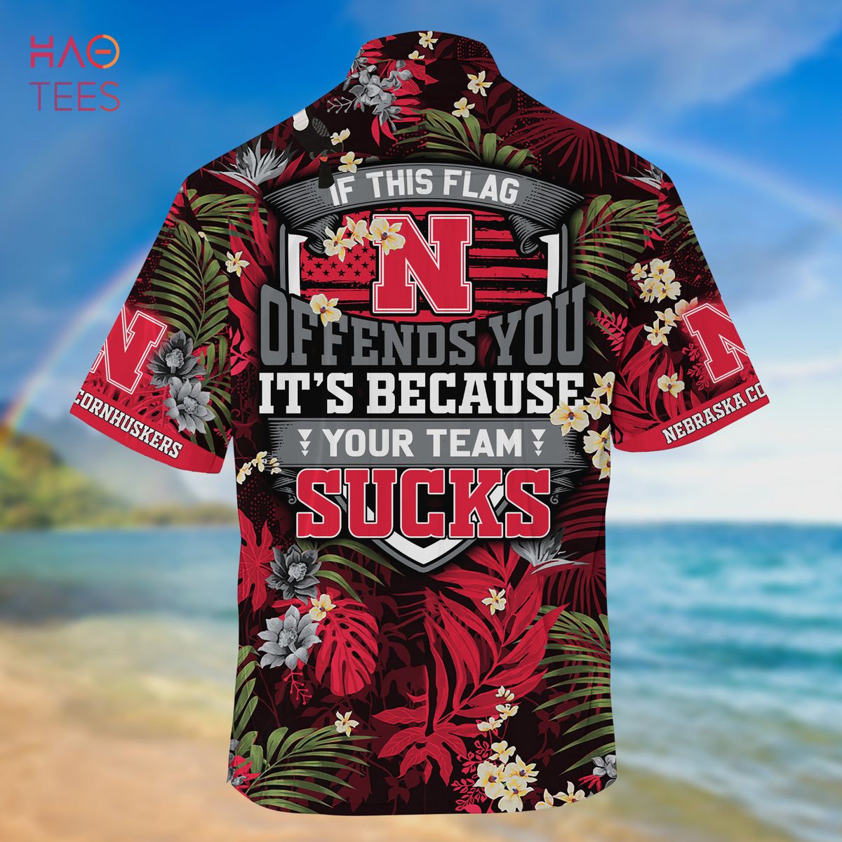 Limited Summer Hawaiian Shirt and Shorts with Tropical Patterns for Nebraska Cornhuskers Fans