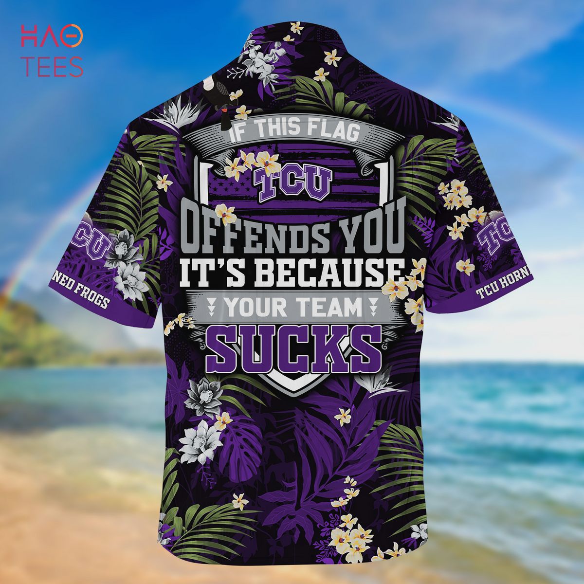 Limited Summer Hawaiian Shirt and Shorts with Tropical Patterns for TCU Horned Frogs Fans