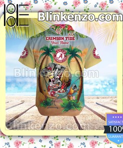 Look Cool with Personalized Alabama Crimson Tide Flamingo Parrot Mens Shirt and Swim Trunks